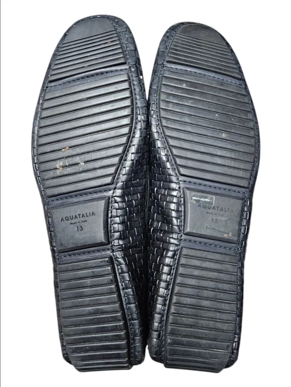 AQUATALIA | Bruce Black Woven Leather Driving Loafers Men's 13 Made in Italy